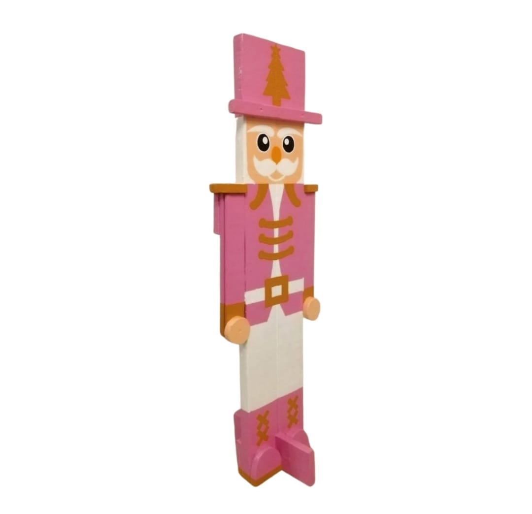 Hand-painted pink wooden nutcracker